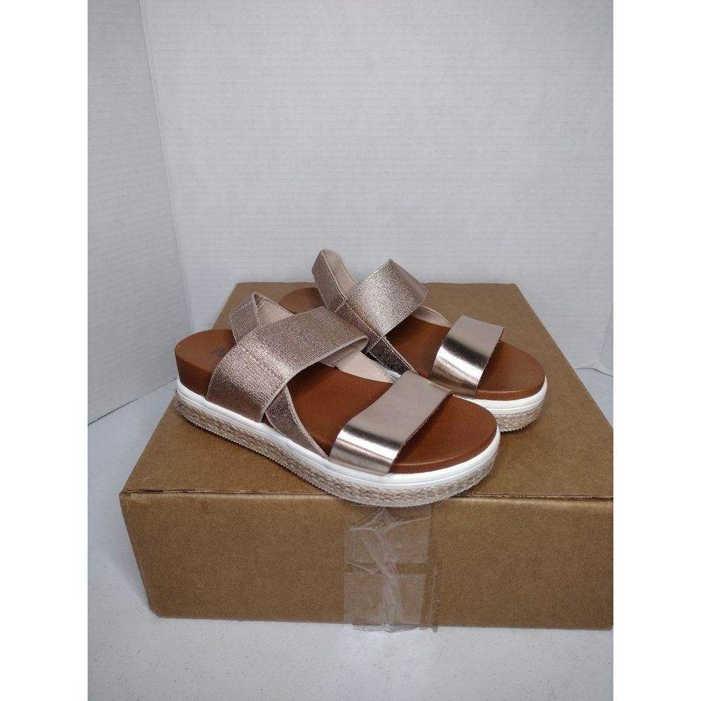 MIA‎ Kids Girls Glitter Elastic Strap Platform Sandals Rose Gold Size 1
